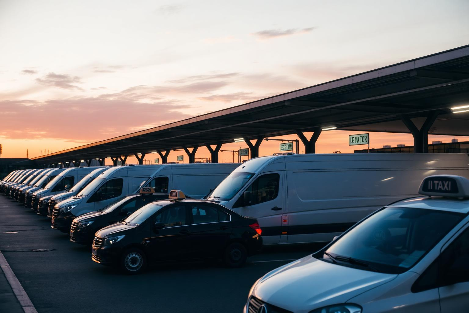 Fleet of vans and taxis
